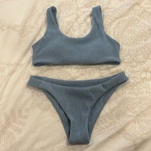 Blue ribbed bikini